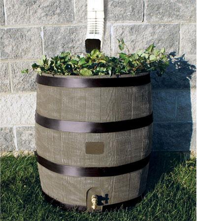 Faux Woodgrain Rain Barrel Looks like an Aged Wine Barrel