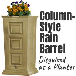 Traditional Column-Style Rain Barrel with Planter on Top